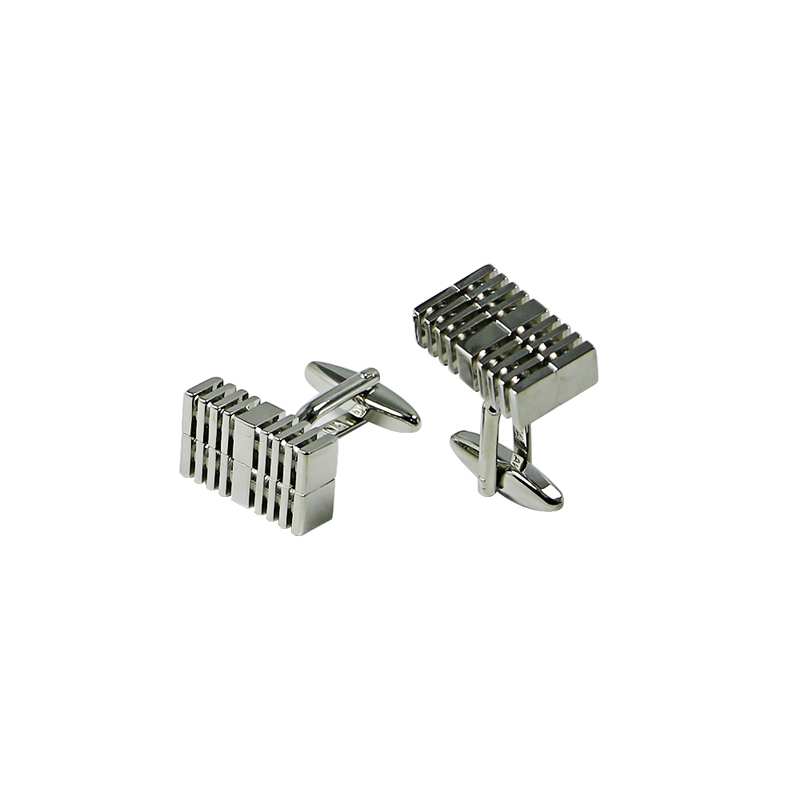 Filigree Stripes Silvertone Shitrs Cuff Links